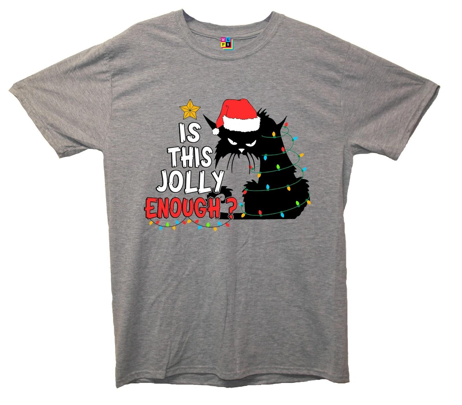 

Is This Jolly Enough Funny Cat Christmas Printed T-Shirt 2XL