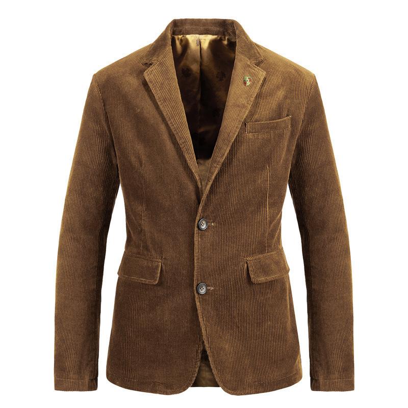 Spring and Autumn New Corduroy Suit Retro Casual Flat Jacket Men's Solid Color Suit