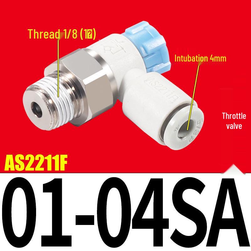 SMC AS1201F Pneumatic Speed Control Valve - Adjustable Throttle Push-Lock Fitting for Cylinder Control