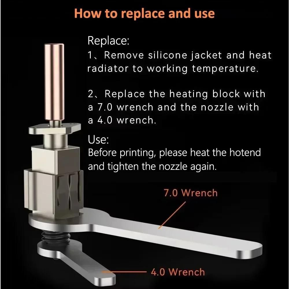Hardened Steel Hotend Upgrade Kit for B*mbu Lab P1 P1S Complete 3D Print Head Assembly with Cooling Fan 0.4mm Nozzle & Stainless