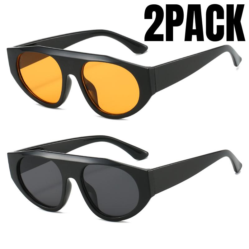 2PACK Retro Big Frame Cat Eye Sunglasses Women Men Luxury Brand Outdoor Driving Summer Traveling Sun Glasses UV400
