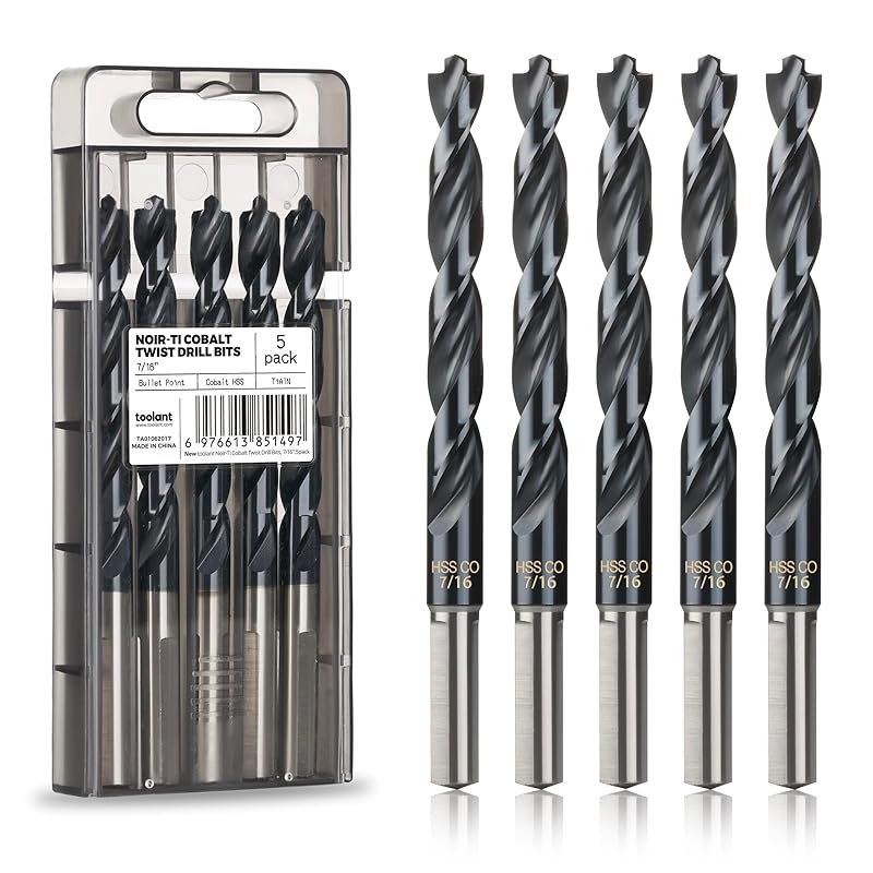 toolant Cobalt Drill Bit Set for Metal and Steel (Pro), Titanium Aluminum Nitride Coated (TiAlN) with Point Tip, for Hardened Metal, Stainless Steel,