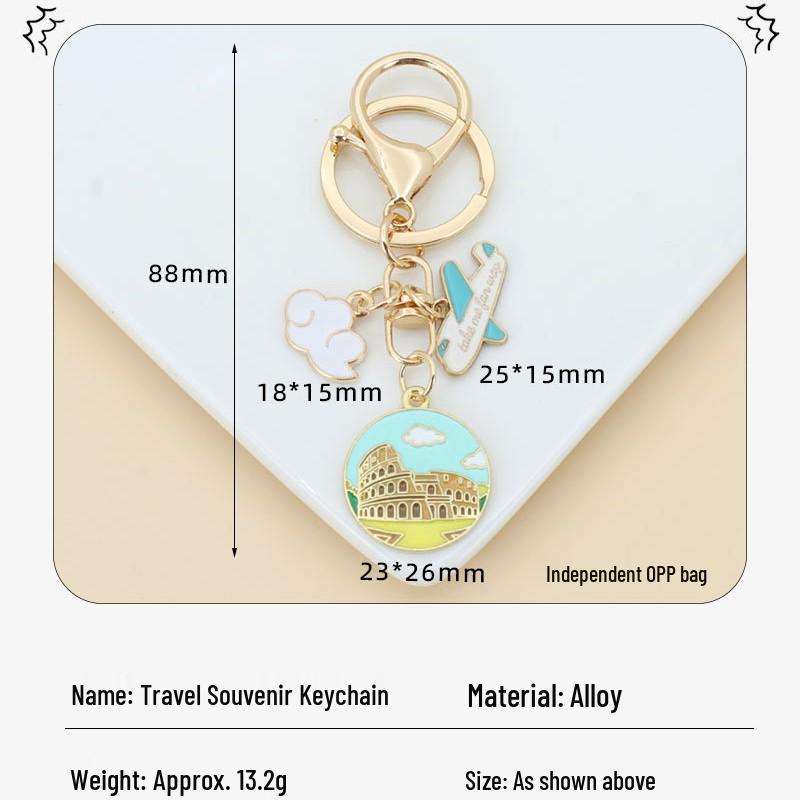 Eiffel Tower & Statue of Liberty Souvenir Keychain - World Scenery Gift Pendant