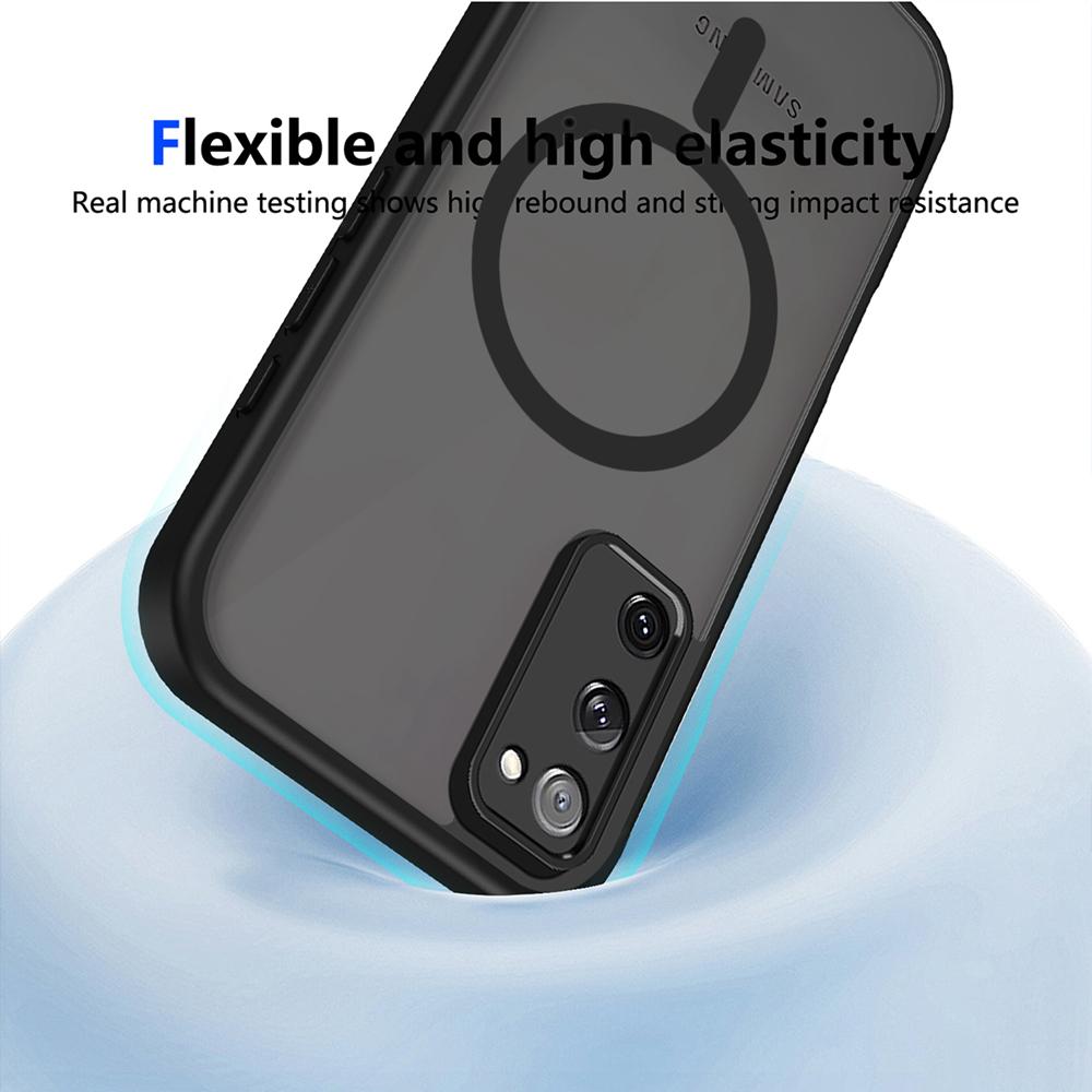 KEYSION Magnetický obal na telefon pro Samsung S20 FE S21 FE Silikon+PC Matný Průsvitný Čirý Nárazuvzdorný kryt pro Galaxy S21 S20 FE 5G