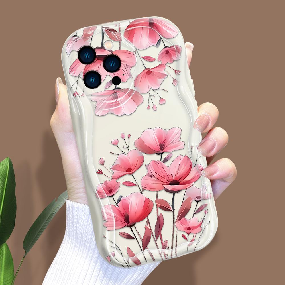 Cartoon Pattern Cream Texture Casing Wavy Edge Soft Silicone Cover Phone Case for IPhone Samsung Huawei Honor Xiaomi Redmi Infinix Tecno