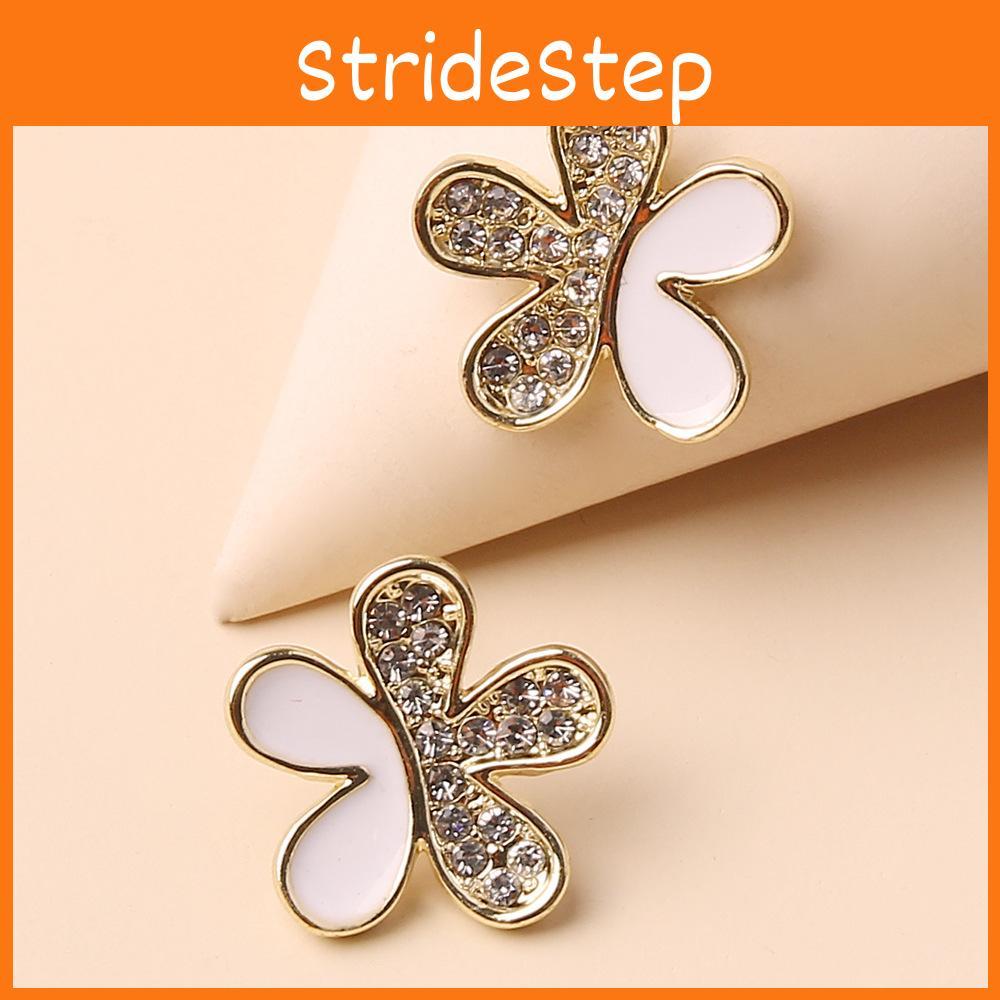 Jewelry Gift For Women Summer Floral Metal Earrings With Sparkling Detail
