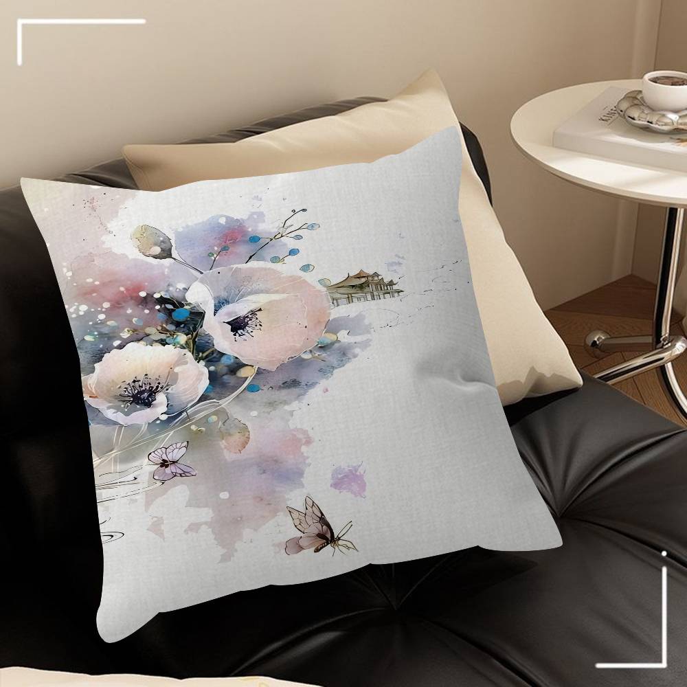 Wildflowers Watercolour Decorative Room Aesthetics Pillow Case Home Decor Bedroom Sofa Bed Couch Pillow Cover 45x45