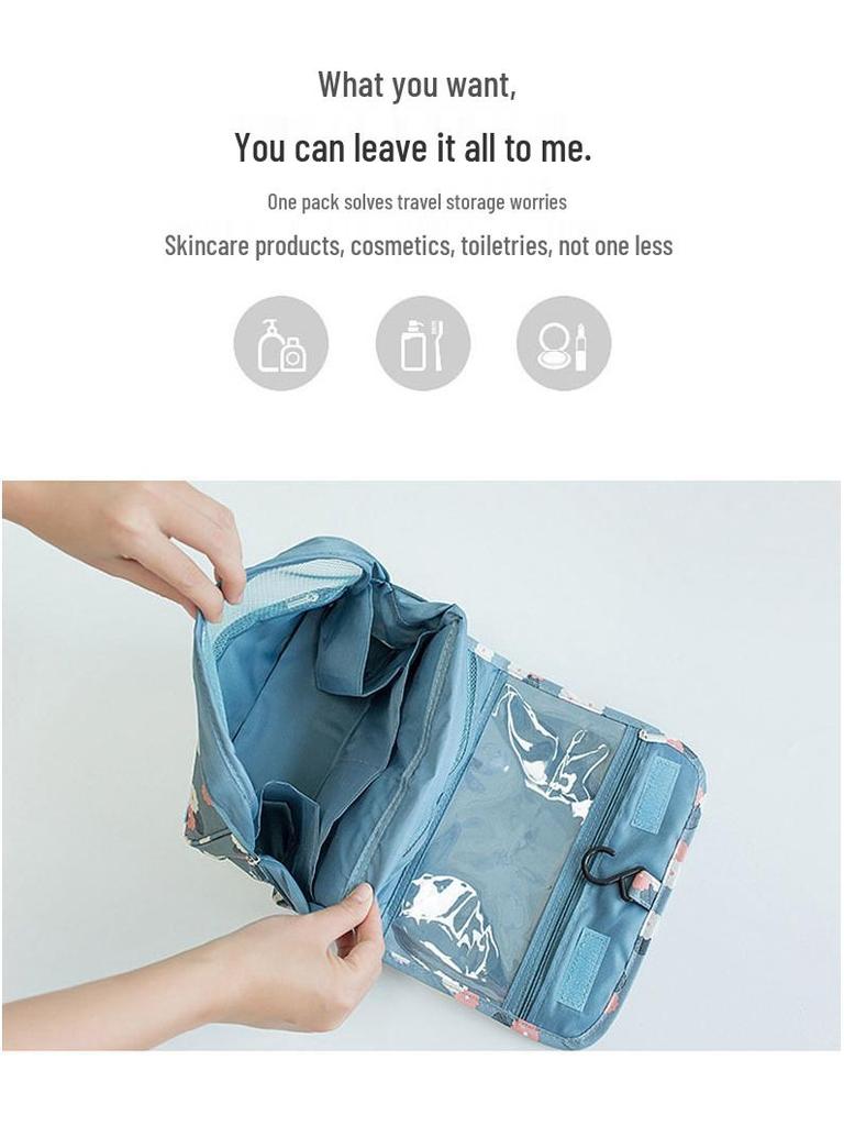 Large Capacity Portable Makeup Bag with Hanging Hook