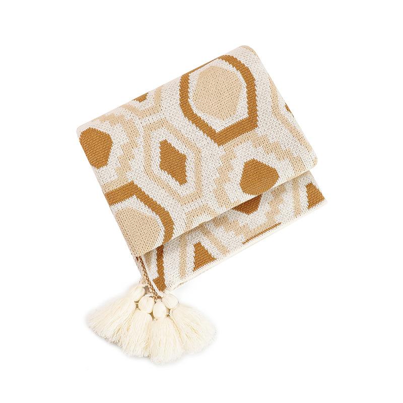Throw Blanket for Couch - Soft Knitted Farmhouse Bed Throw, Cozy Knit Small Lightweight Blankets&Throws with Tassel for Woman,Home Decor,Bed,Chair,