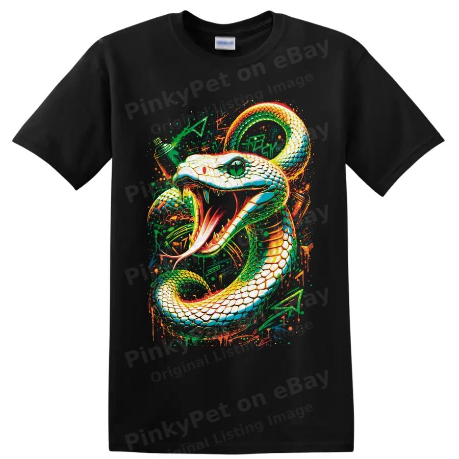 Cobra Snake T Shirt Neon Venomous Reptile Graphic Art Streetwear Tee Bold Gift