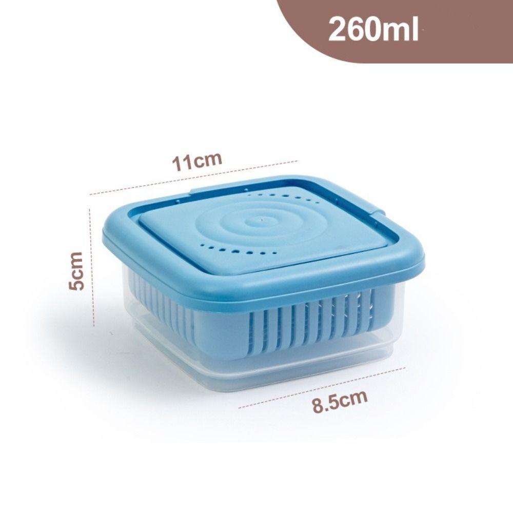

Two-layer Mini Refrigerator Organizer with Cover Drain Sealed Container Storage Containers Food blue-260ml
