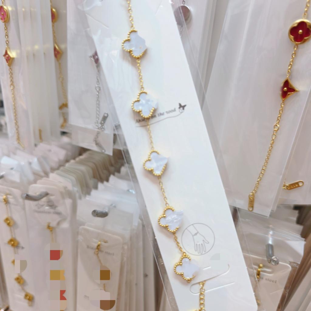 Double-sided Five-flower Four-leaf Clover Bracelet Titanium Steel Does Not Fade Light Luxury High-end Jewelry