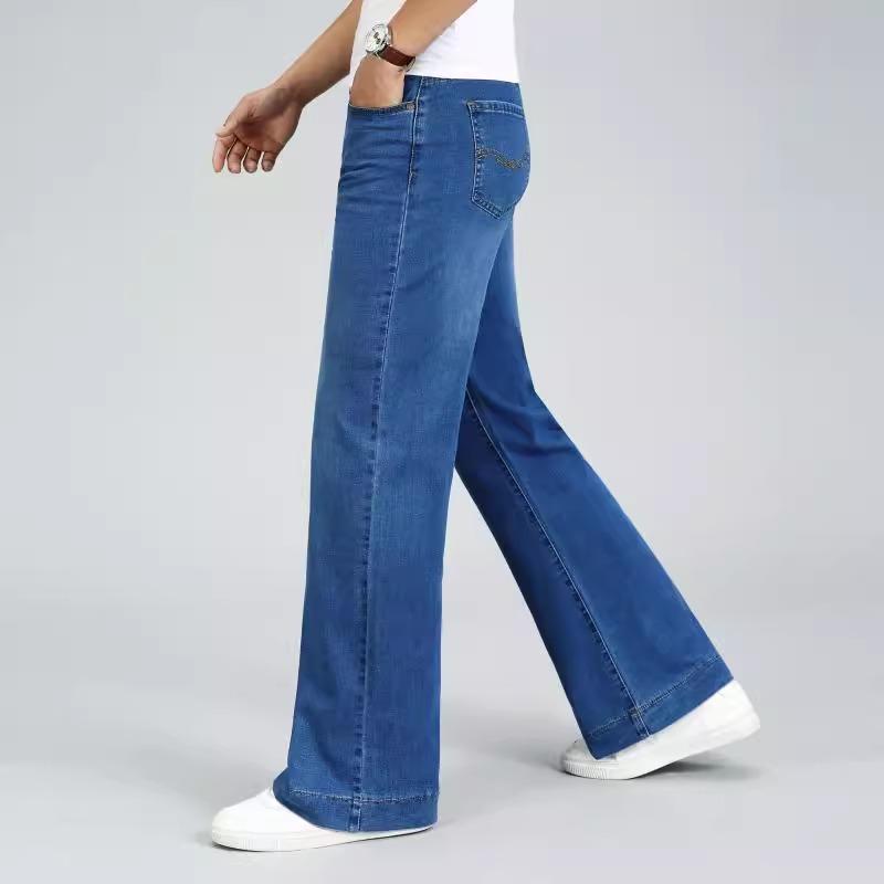 Men's Winter Thickened Stretch Jeans Men's Mid-Rise Loose Straight Denim Trousers