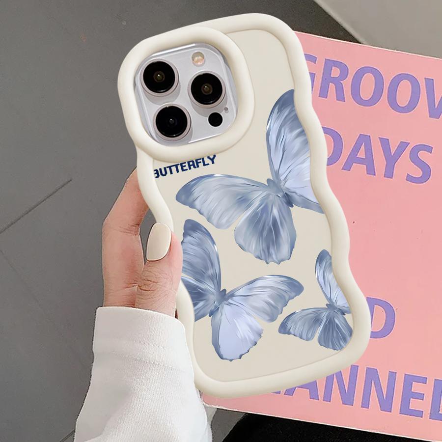Printed Butterfly Case for iPhone 15 Plus XR 13 8 17 Air 12 16 Pro Max 14 11 Soft Phone Cover