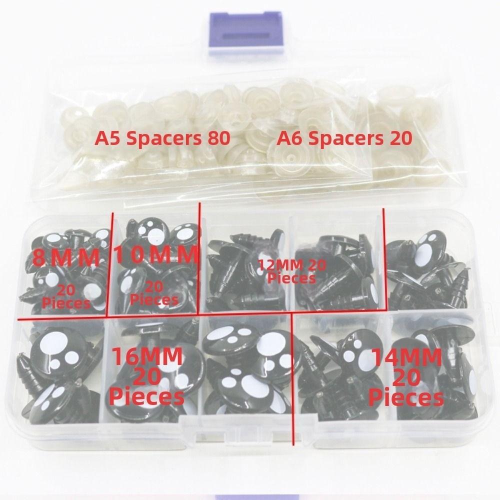 100pcs/box Oval Shape Plastic Safety Eyes Black Black Screw Eyes New Doll Bear Toys  For Toys