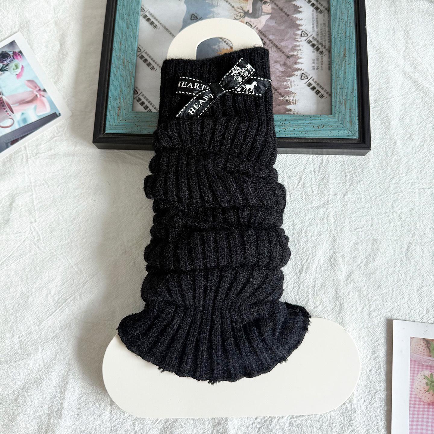 

Вязаные гетры с бантом: Осенне-зимние носки с резинкой One Size