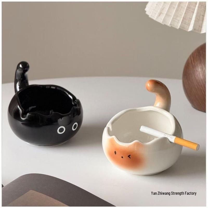 Charming Ceramic Ashtray: Stylish Ornament for Office or Living Room