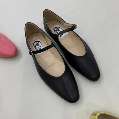 Mode Weicher Boden Mädchen Ballerinas Schlicht Retro Neuer Feenstil Alleskönner Sanfte Einzelne Schuhe Schnallenriemen Kleine Lederschuhe