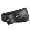 Men's PU Leather Ratchet Belt, Cool and Handsome Style, Adjustable Automatic Square Alloy Buckle Panel for Casual Business Wear