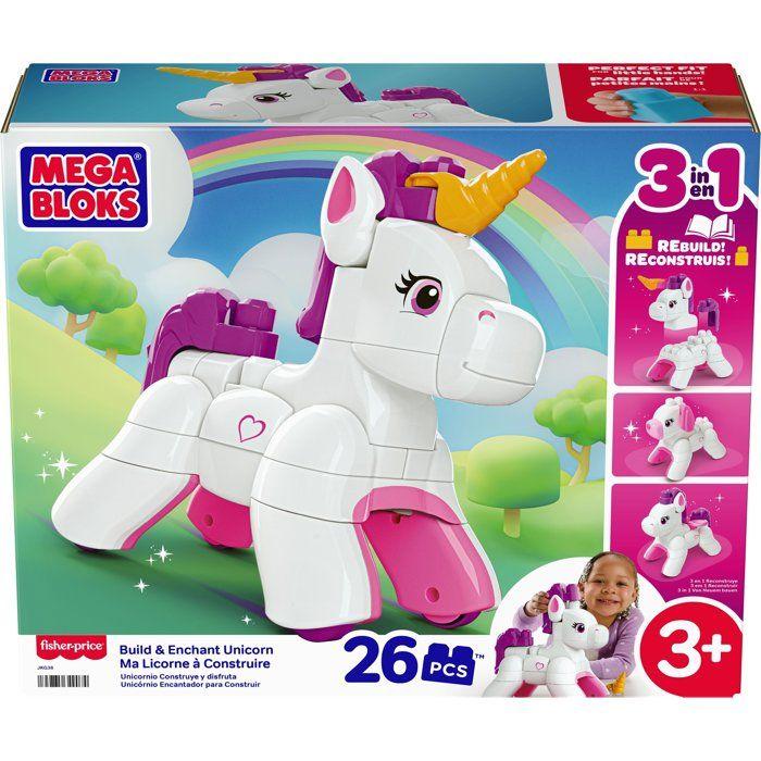 MEGA BLOKS - My Build-a-Unicorn - Plastic - 26 Pieces - From 3 Years - 3-in-1 Set with Instructions