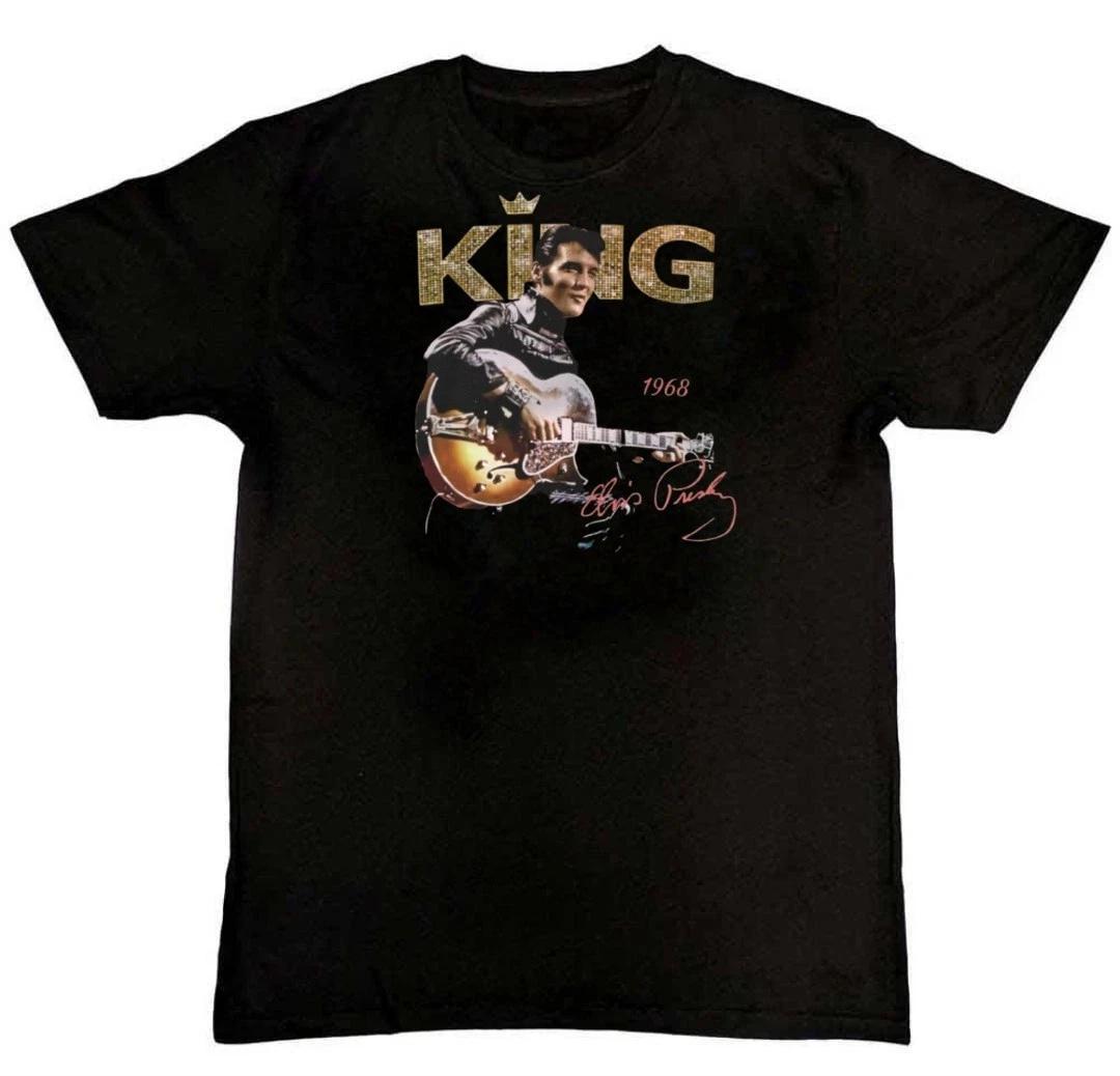 

Elvis Presley The King 1968 Classic Rock Legend Mens 100% Cotton T-shirt Mens Tees Top 2XL