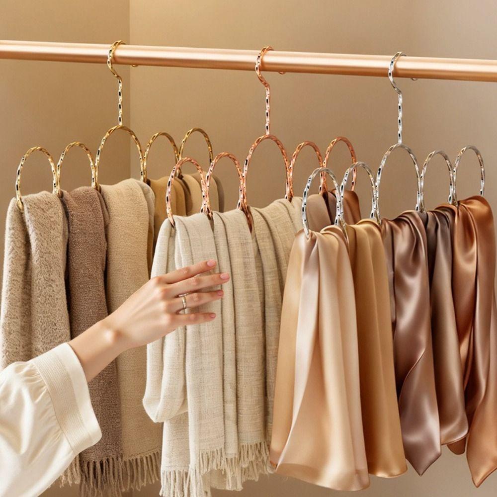 Förvaring Hög Manganstål Halsduksgalge Hakar Fri 5-ögla Design Garderobsförvaring Hållare Över Stång Stångorganisatör Förvaringslösning