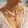 Bohemia Irregular Imitation Pearl Chain Necklace for Women Summer Beach OT Buckle Starfish Shell Turtle Choker Beach Jewelry