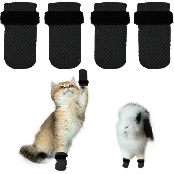 4 PCS Cat Mittens To Prevent Scratching,Mesh Breathable Cat Shoes,Adjustable Cats Anti Scratch Gloves,Suitable for Cats When Bathing and Nail