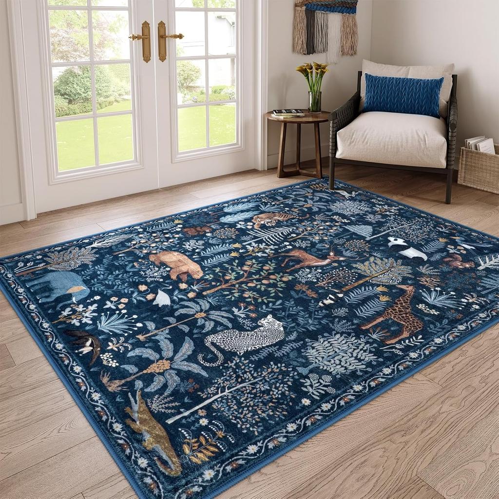Large Area Rugs for Living Room Machine Washable Carpet for Bedroom Thick Abstract Jungle Animal Coffee Table Non-slip Floor Mat