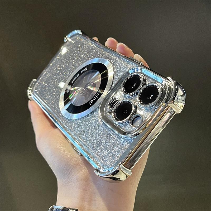 

Подходит для iPhone16Promax Магнитный чехол для мобильного телефона Противоударный Градиентный с блестками 13 Apple 15 Защитный чехол 14 iPhoneXSmax