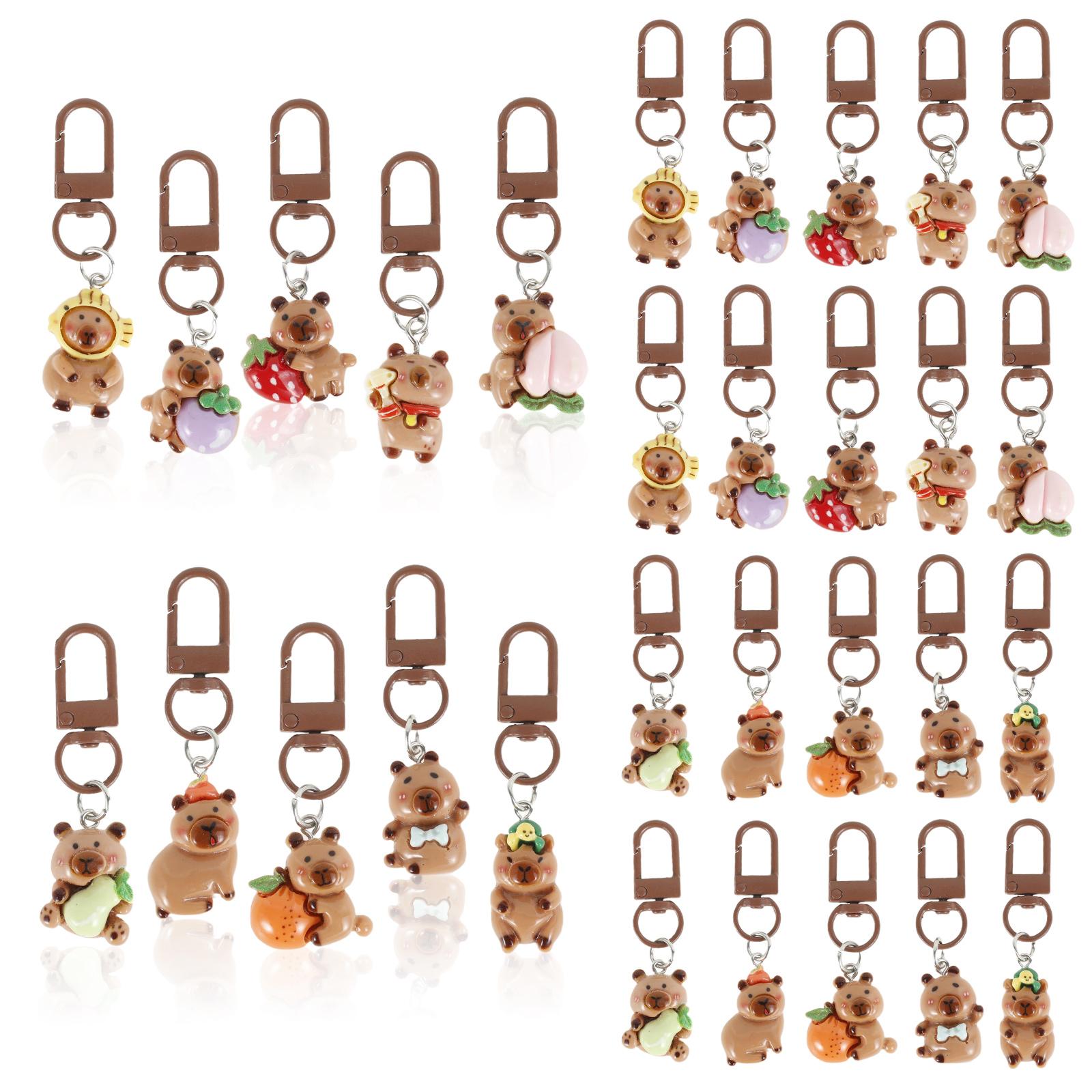 

30Pcs Cute Resin Capybara Key Chains 3D Capybara Keychain Pendant Party Gift Purse Backpack Handbag Car Animal Pendants Decor