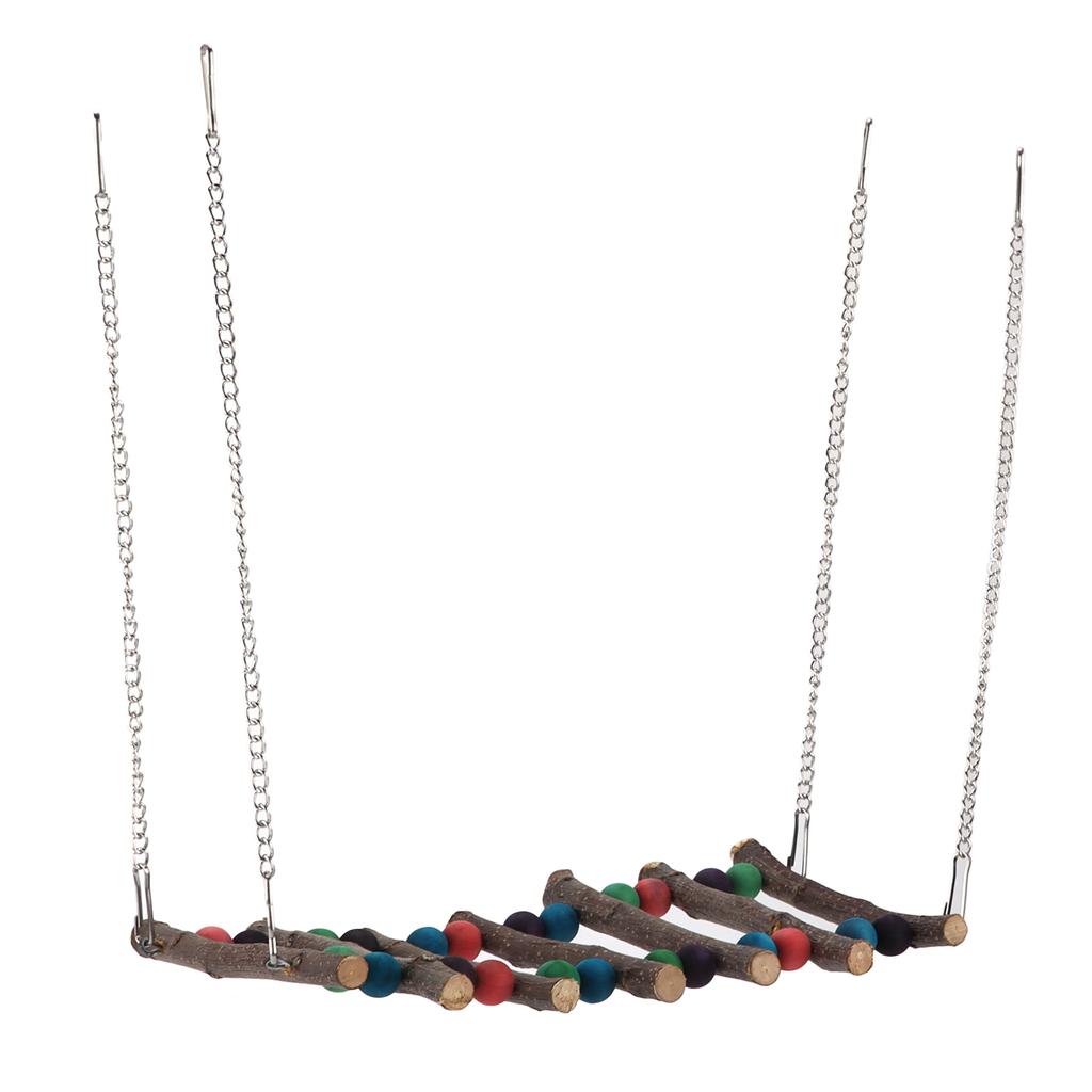 Papagei Schaukel Hängebrücke Bunte Perlen Holz Kletterleiter Spielzeug für Kleinvogel Papagei Doppelte Perlen Siebte