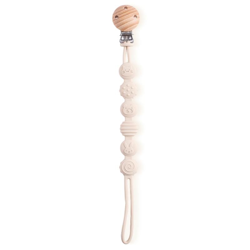 Beech Wood Pacifier Clip Silicone Chain Anti-Drop Baby Accessories Pacifier Chain Nipple Holder Nipple Clip Cartoon Dummy Holder