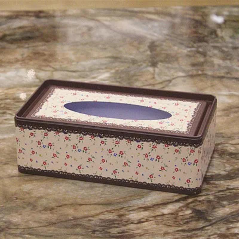 NEUE Hochwertige Taschentuchbox im ländlichen Stil mit Rosenmuster, Schreibtischdekoration aus Eisen