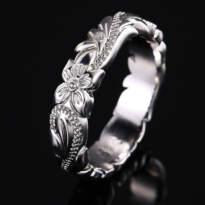 

Huitan Fresh Style Flower Engraved Design Women Ring Elegant Party Wedding Accessories Copper Color/Gold Color Zircon for Daily 5