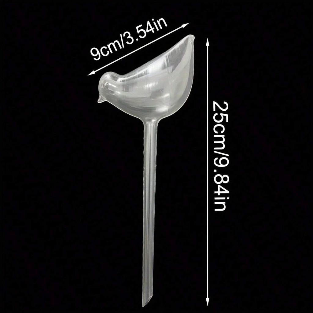 1 bird shaped transparent watering stake, 1 automatic watering device, used for watering plants, suitable for home gardening