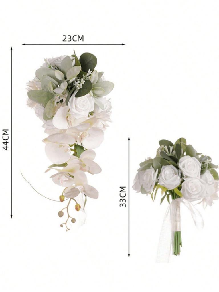 Buquê de noiva Buquês de casamento em cascata para noiva Buquês de noiva artificiais para cerimônia de casamento e aniversário Decoração de dia dos namorados