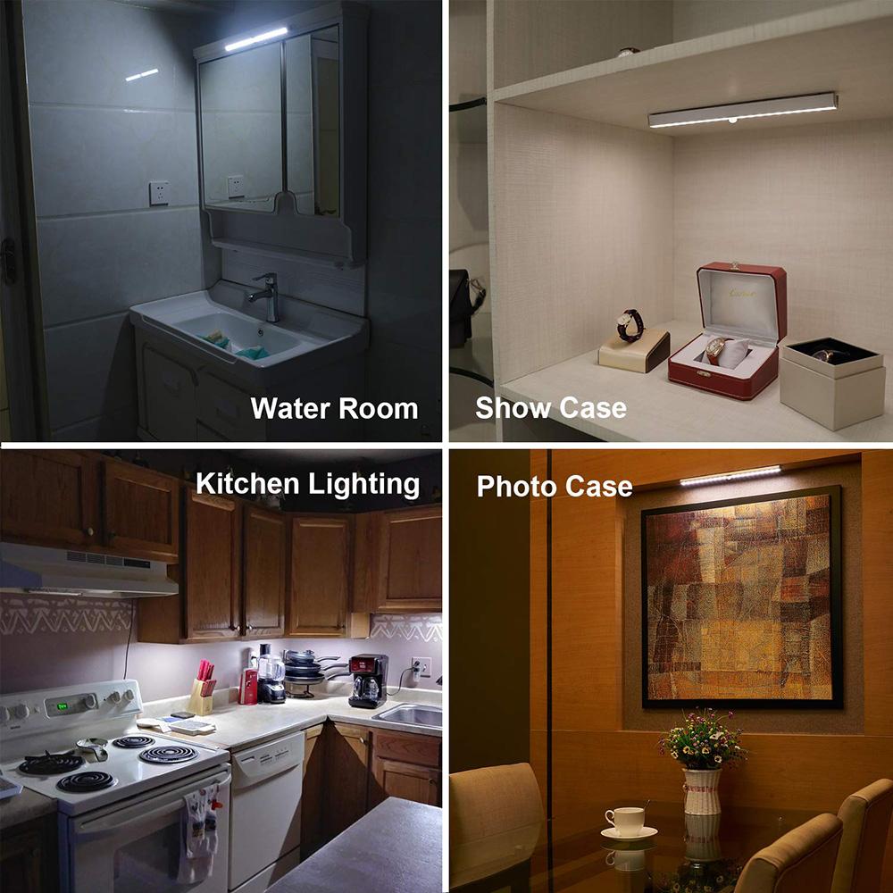 LED 1-6pcs Under Cabinet Light 3 Colors Dimmable Night Light with Remote Control Battery Powered Bedroom Lamp Wardrobe Lights