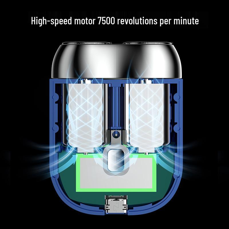 Men's Rechargeable Portable Electric Double-Head Shaver, Washable with Magnetic Blade.