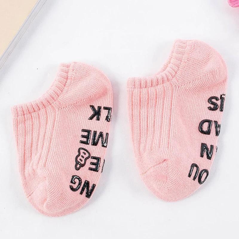 Cute Candy Color Stripe White Baby Floor Socks Summer Spring Thin Cotton Rubber Anti-slip Short Ankle Stockings for Boys Girls