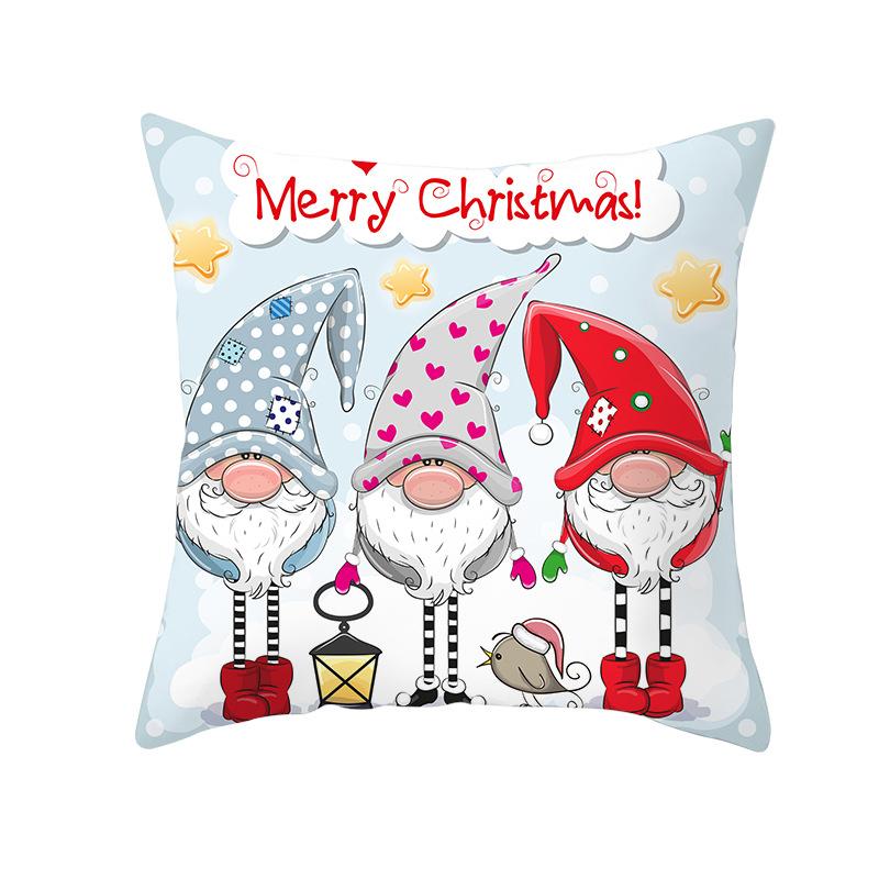 Cartoon Christmas Peach Skin Pillow Cover New Sofa Cushion Cover Square Cushion Pillow Cover