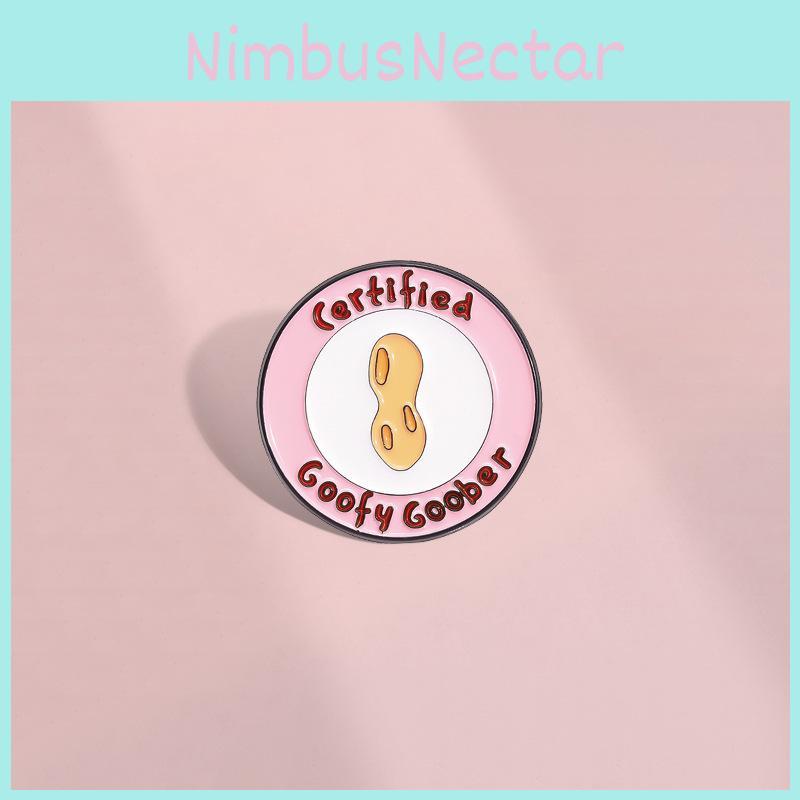 Geometric Pink Trendy Cartoon Brooch With Letter Certification And Fun Peanut Motif