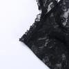 Women's Black Lace Bell Sleeve Halloween Top - Elegant Stand-up Collar