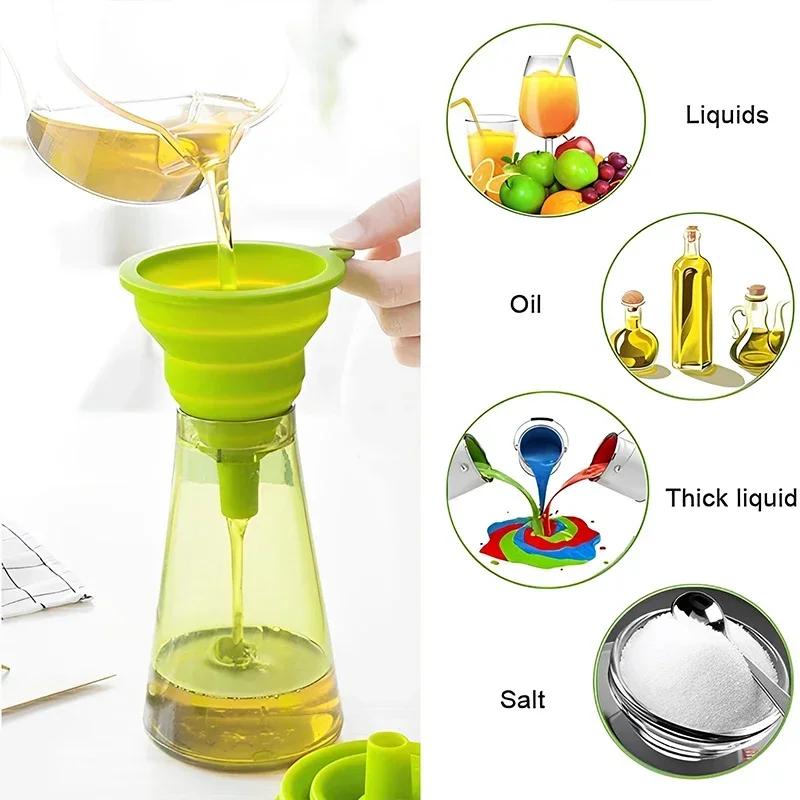 1 pâlnie pliabilă din silicon, pâlnie pliabilă pentru ulei de motor, pâlnie portabilă pentru lichid pentru gătit, vin și schimburi de fluide auto