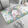 1pc Easter Bunny & Egg Door Mat - Soft Polyester, Non-Slip, Absorbent Floor Mat with Vibrant Spring Design, Machine Washable for