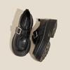 Thick-soled women's autumn and winter buckle strap vintage small leather shoes collegiate style single shoes