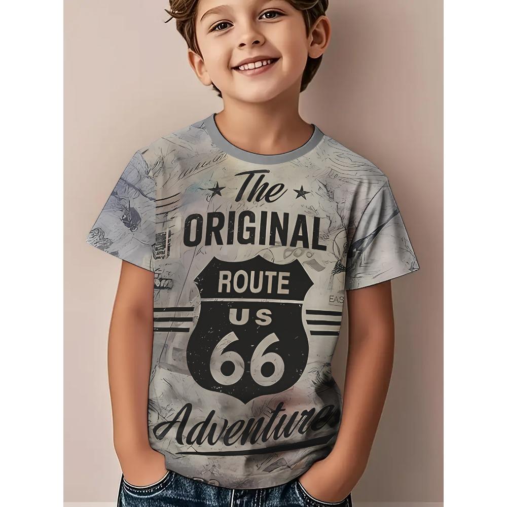 

Fashionable and versatile printed T-shirt, for boys and girls, creative and simple street style summer short sleeves 160