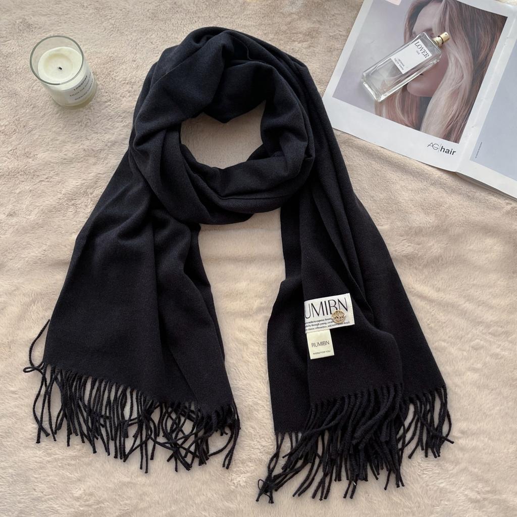 New solid color scarf women's winter men's couple shawl dual-purpose warm long thickened Japanese and Korean version