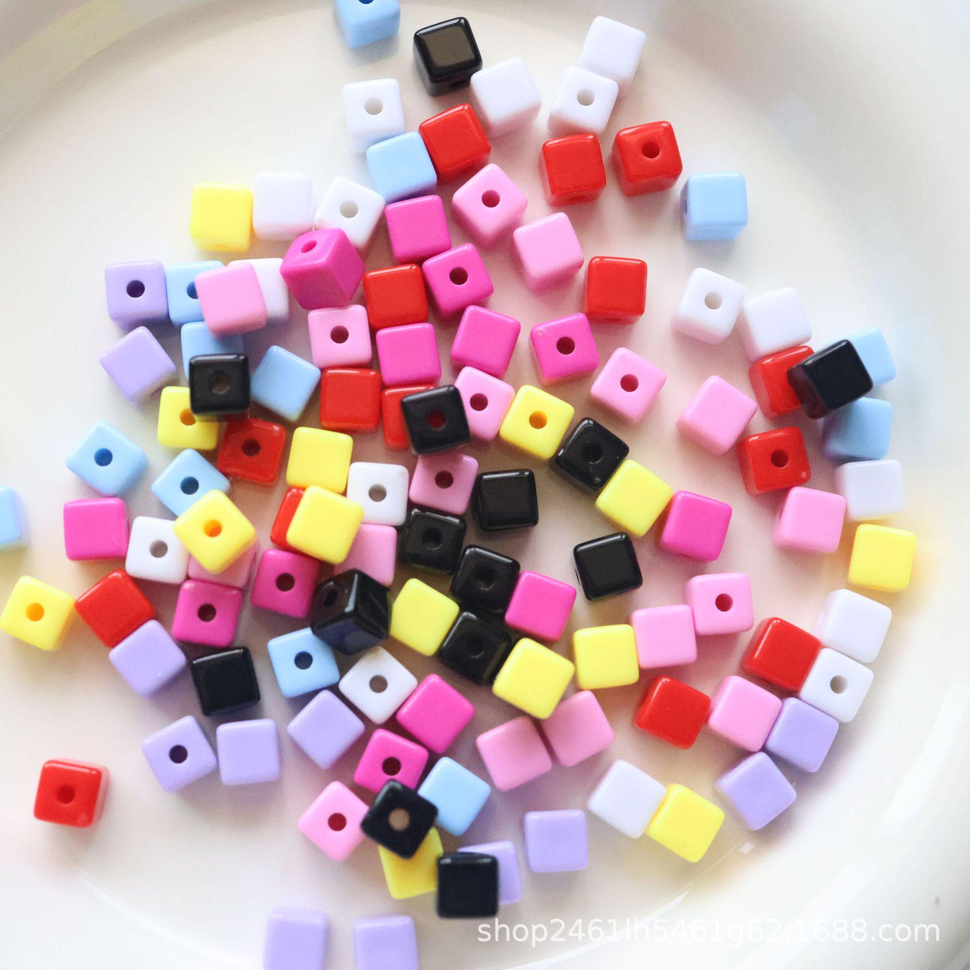 8mm Solid Color Square Acrylic Beads for DIY Jewelry and Phone Chains 8mm