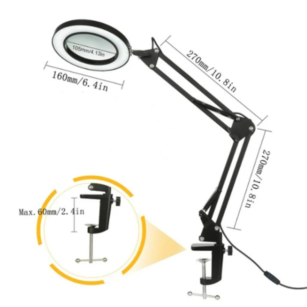10X Illuminated Magnifier USB 3 Colors 64 LED Magnifying Glass for Soldering Iron Repair/Table Lamp/Skincare Beauty Tool